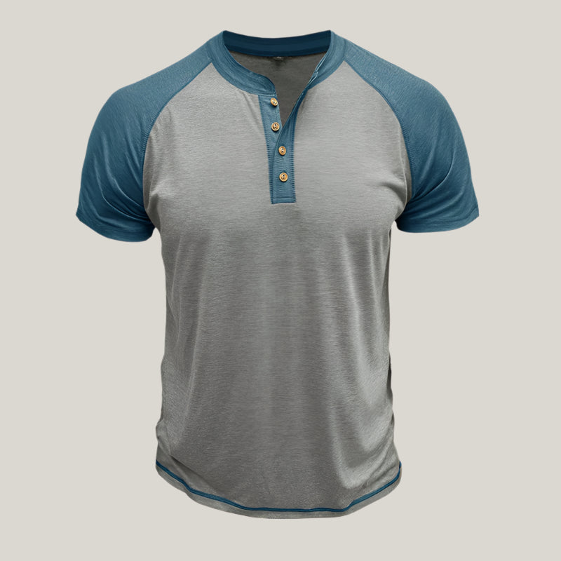 Fabio Henley Shirt | Casual T-Shirt with Button Placket for Men