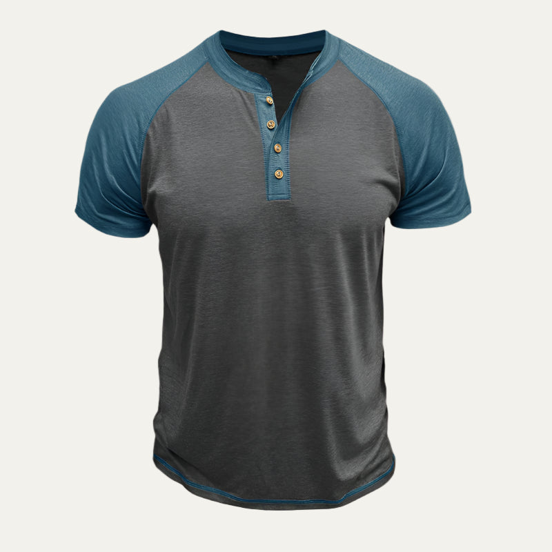 Men’s Raglan Sleeve Short Henley Shirt