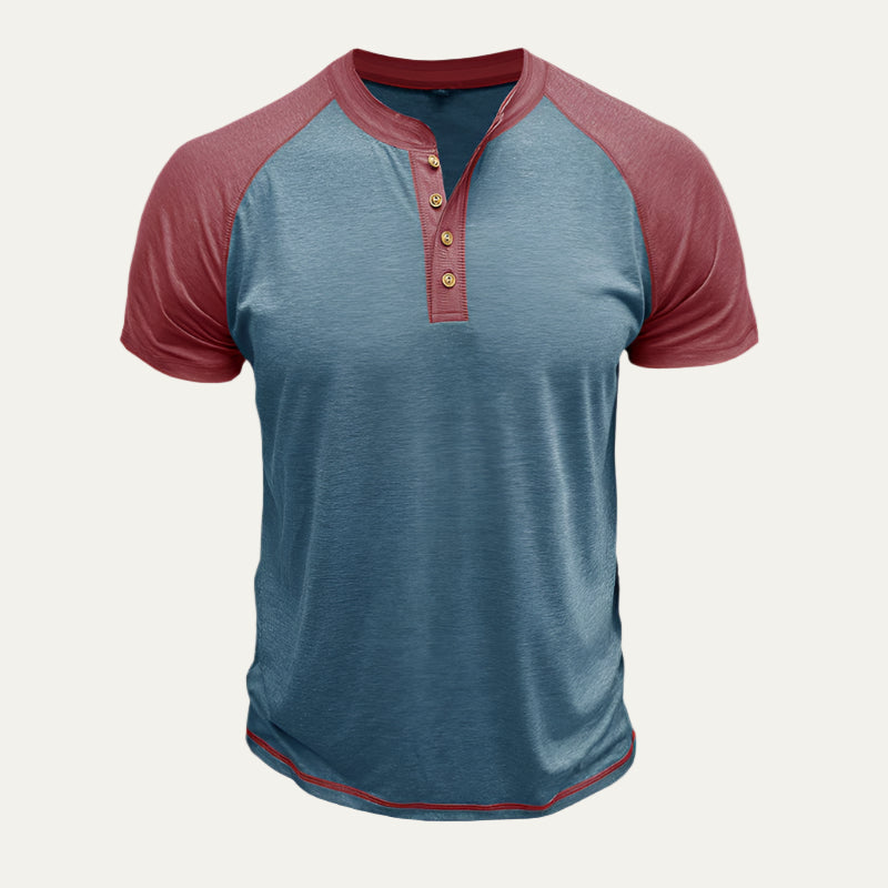 Men’s Raglan Sleeve Short Henley Shirt