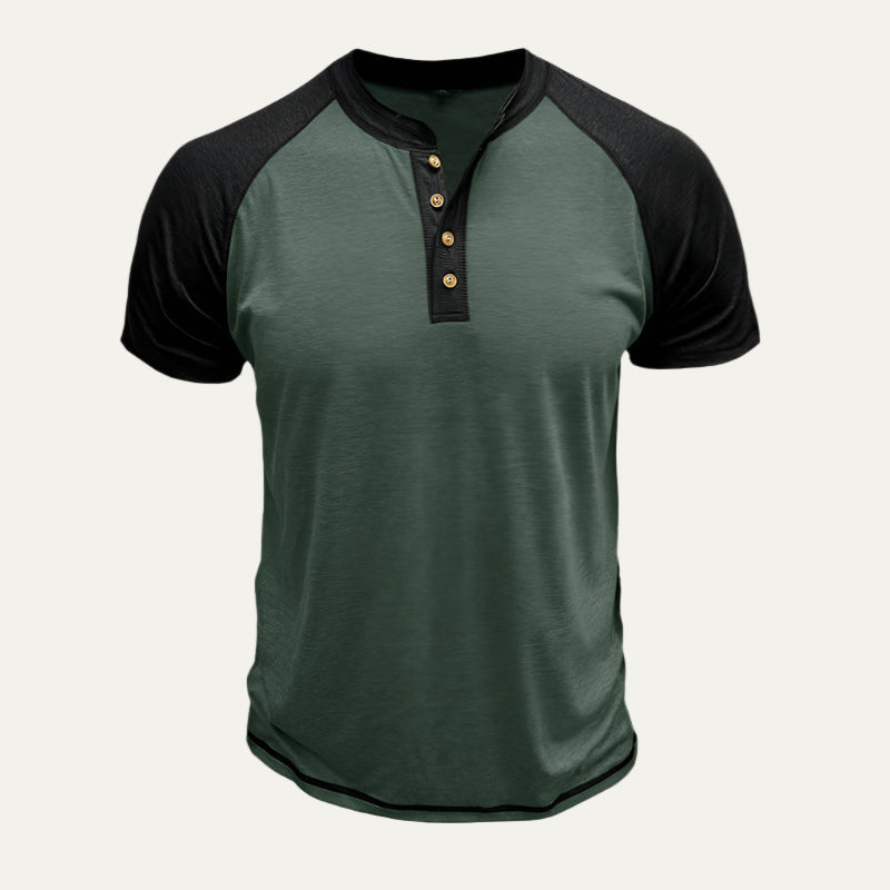 Men’s Raglan Sleeve Short Henley Shirt