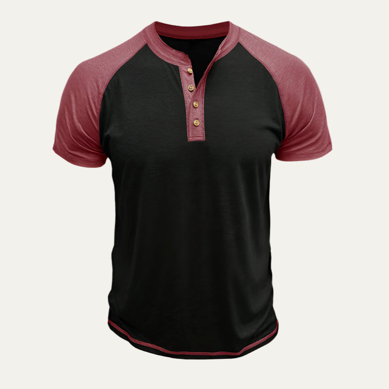 Men’s Raglan Sleeve Short Henley Shirt