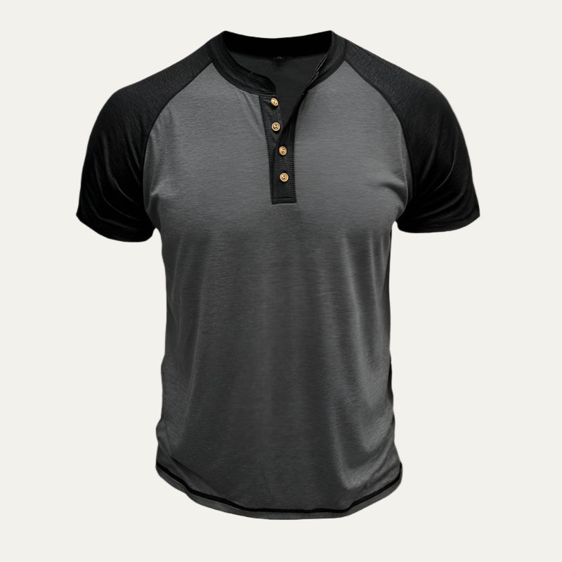 Men’s Raglan Sleeve Short Henley Shirt