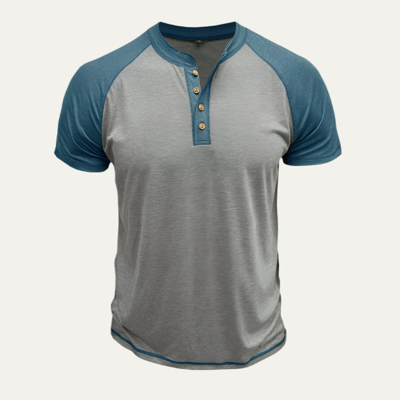 Men’s Raglan Sleeve Short Henley Shirt
