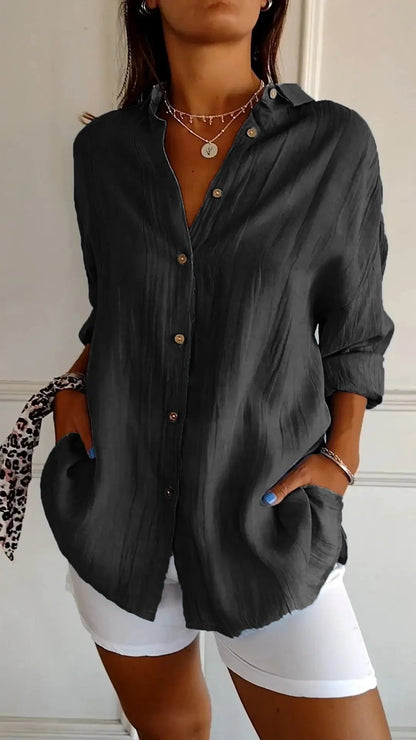 Fallon Blouse | Relaxed Button-Up Long-Sleeve Blouse
