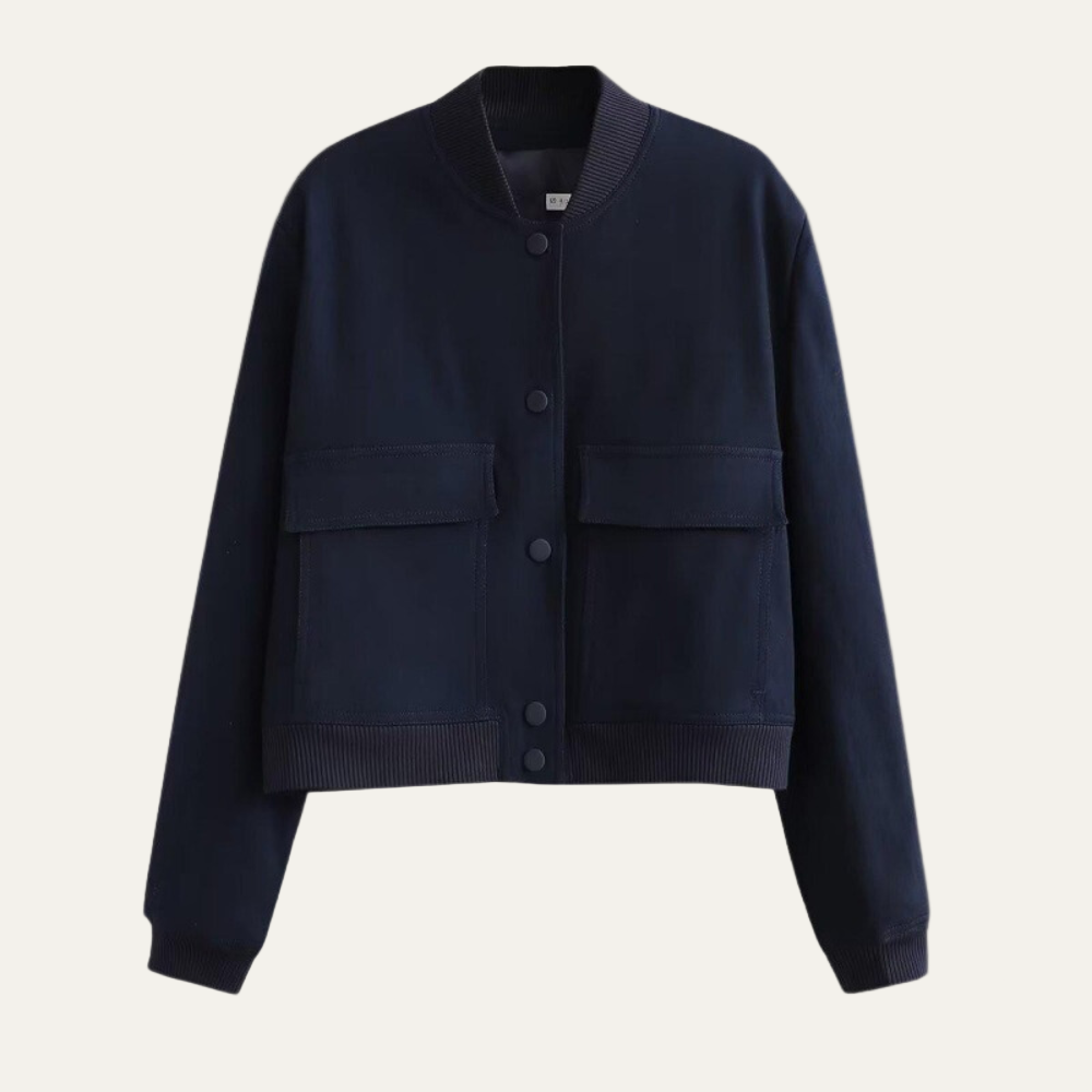 Women’s Oversized Cropped Bomber Jacket with Pockets