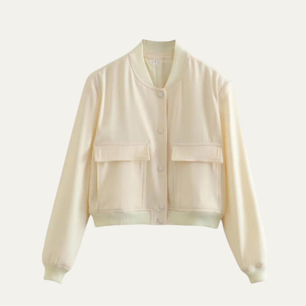 Women’s Oversized Cropped Bomber Jacket with Pockets