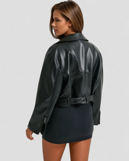 Women’s Black Cropped Leather Jacket