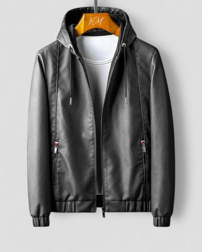 Men’s Casual Faux Leather Hoodie