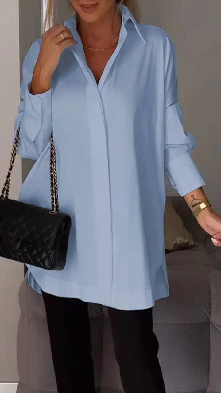Fawnia Shirt | Oversized Long Sleeve Lapel Blouse