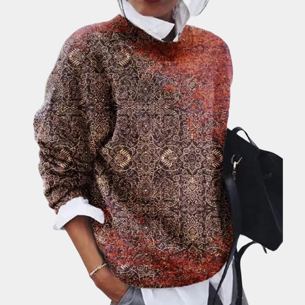 Colorful Graphic Crew Neck Sweater for Women