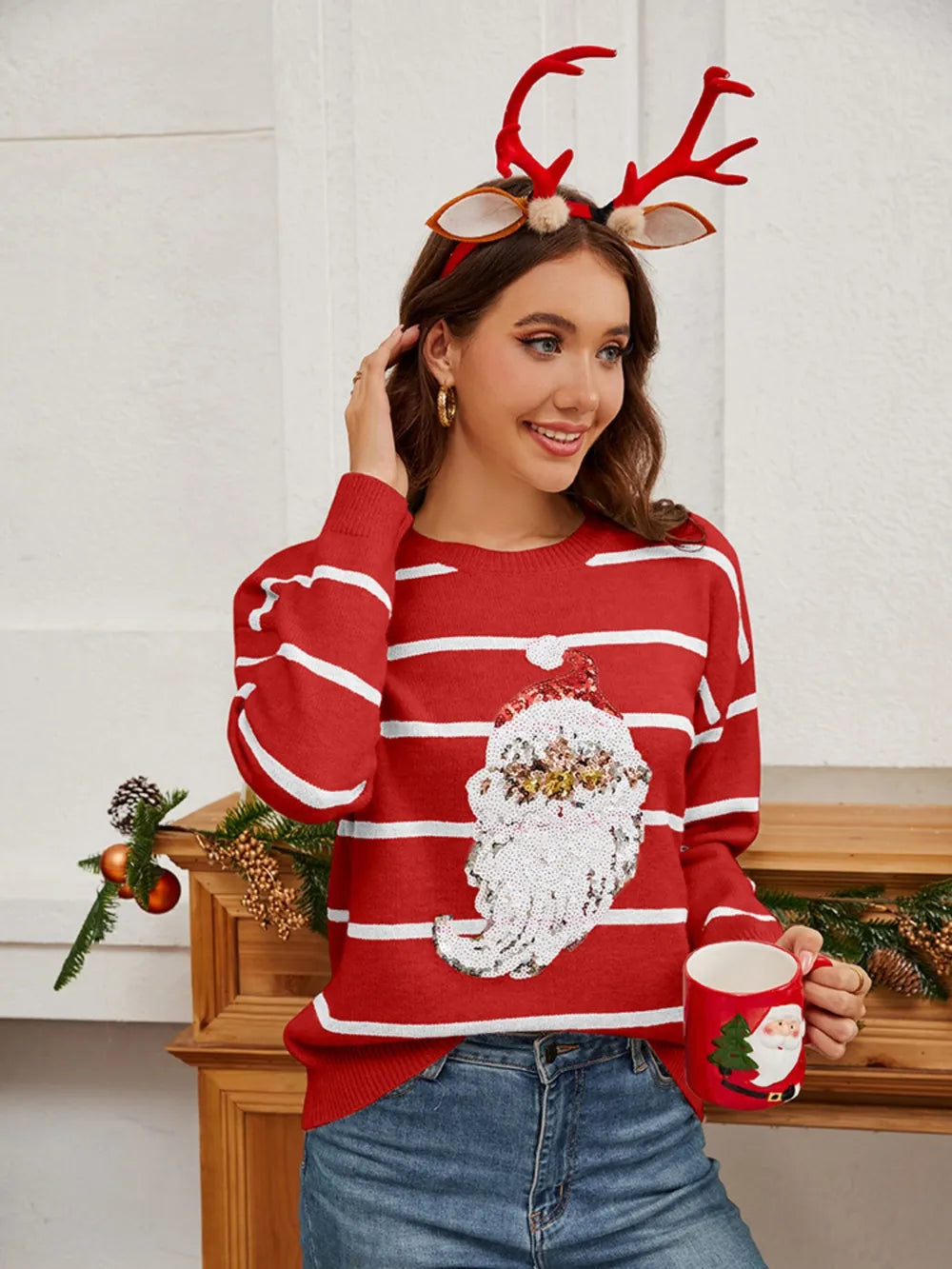 Amy | Sequin Santa Christmas Jumper Women