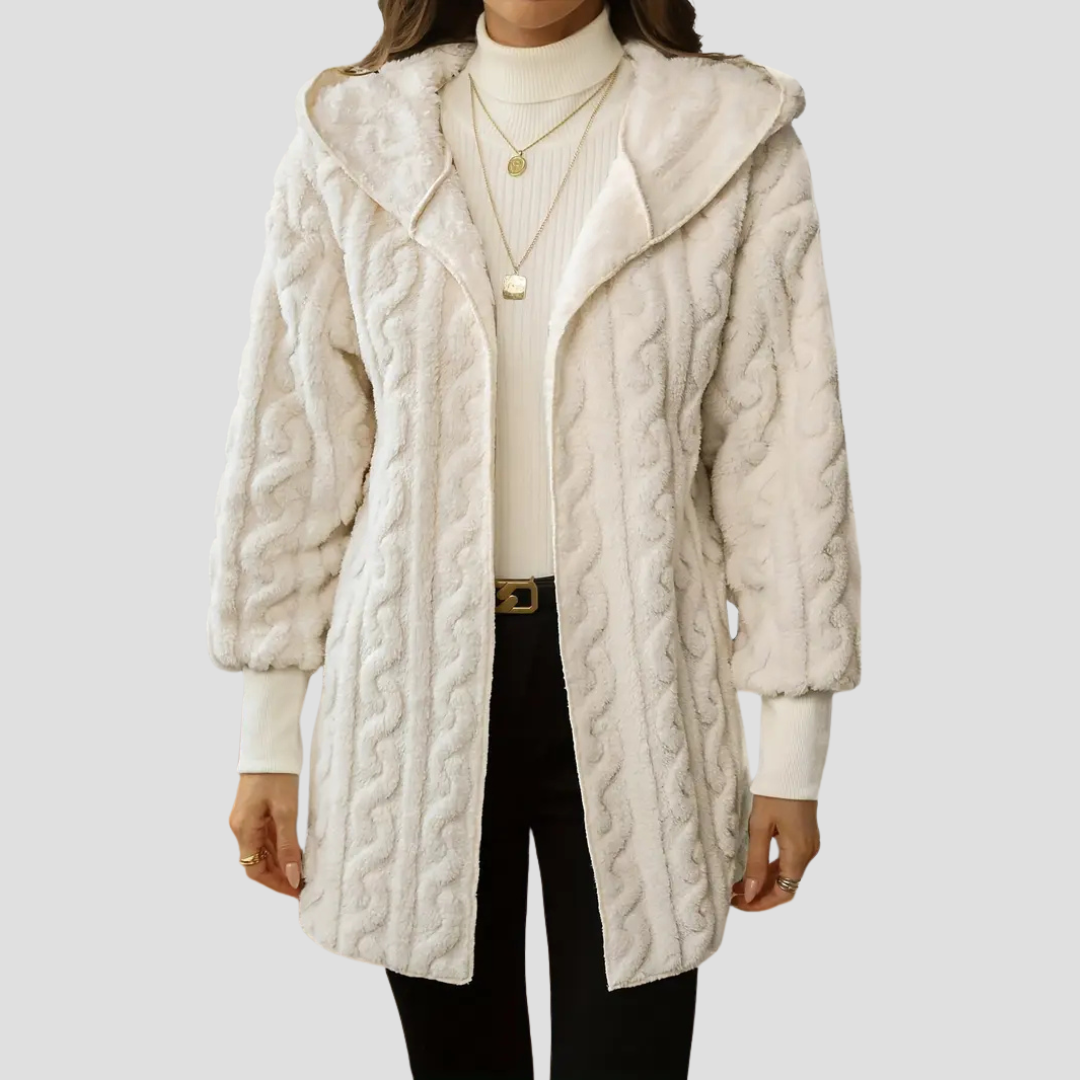 Women’s Hooded Faux-Fur Cable Jacket