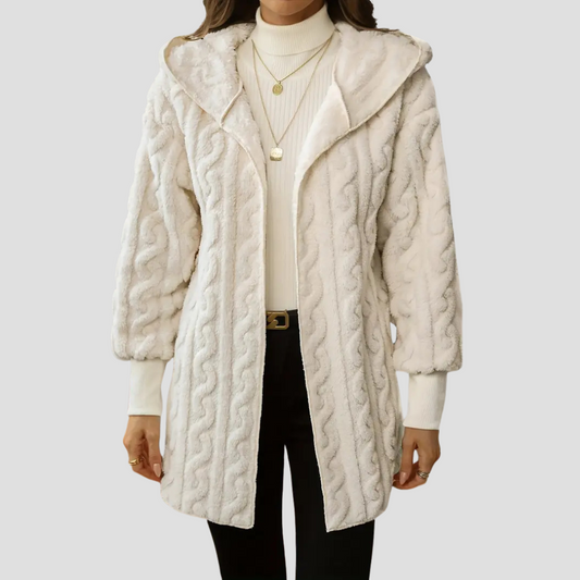 Women’s Hooded Faux-Fur Cable Jacket