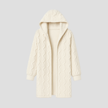 Women’s Hooded Faux-Fur Cable Jacket