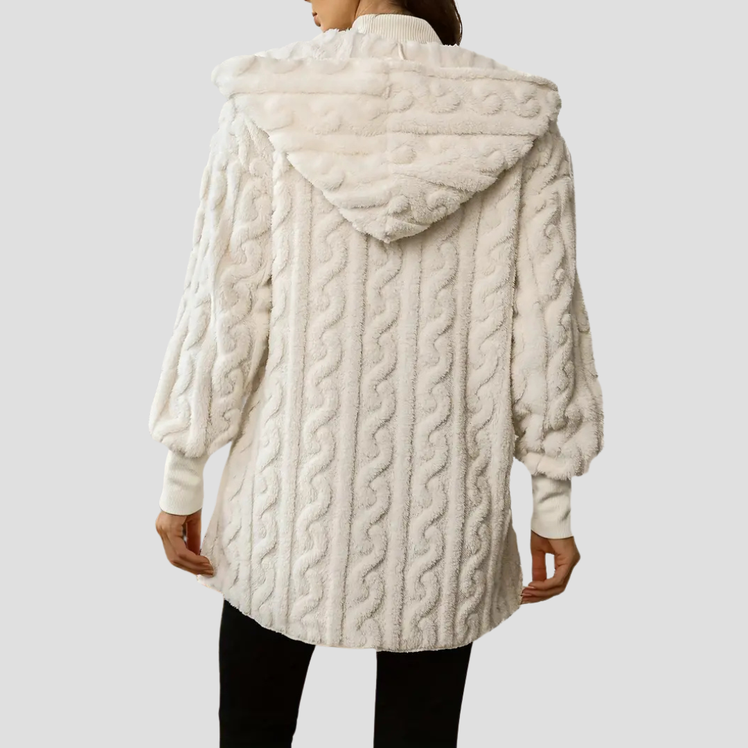 Women’s Hooded Faux-Fur Cable Jacket