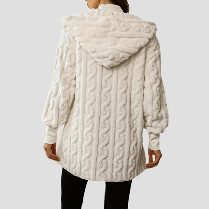 Women’s Hooded Faux-Fur Cable Jacket