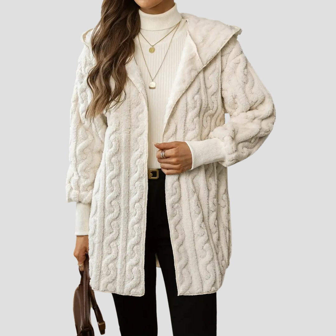 Women’s Hooded Faux-Fur Cable Jacket
