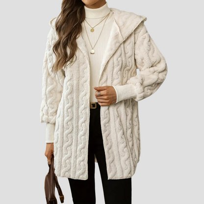 Women’s Hooded Faux-Fur Cable Jacket
