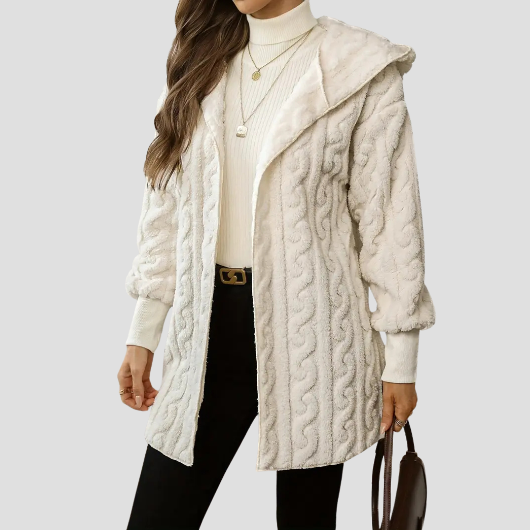Women’s Hooded Faux-Fur Cable Jacket