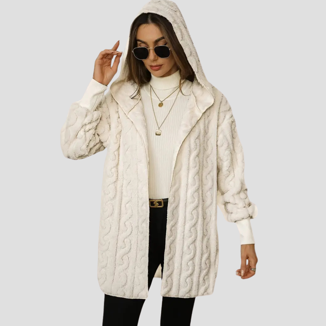 Women’s Hooded Faux-Fur Cable Jacket