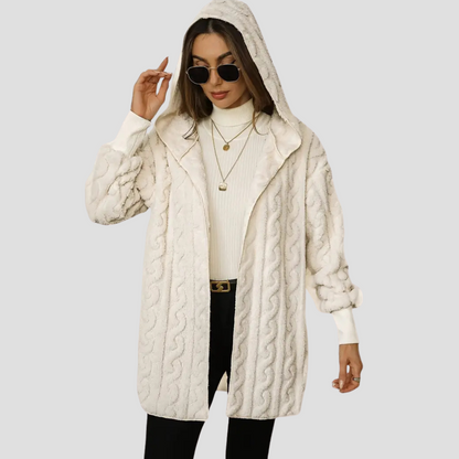Women’s Hooded Faux-Fur Cable Jacket