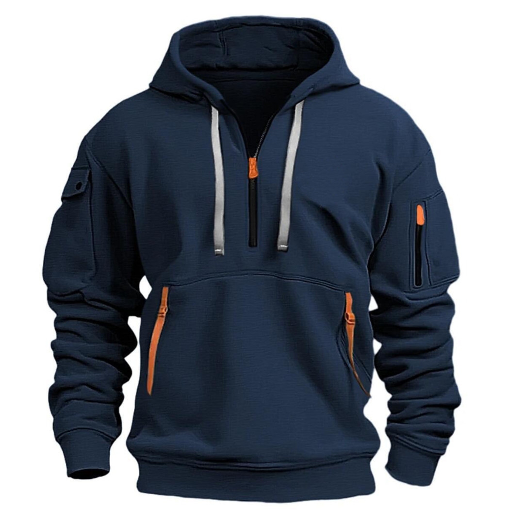 Men's Tactical Fleece Hoodie with Zip Pockets - BritishElegance