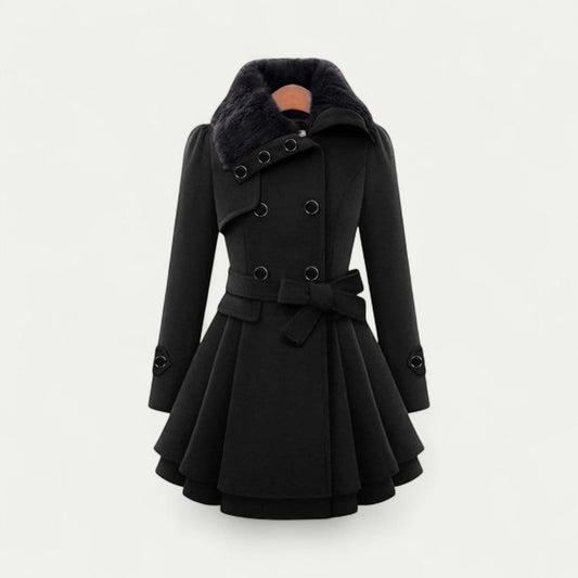 Women’s Belted Plush Collar Trench Coat
