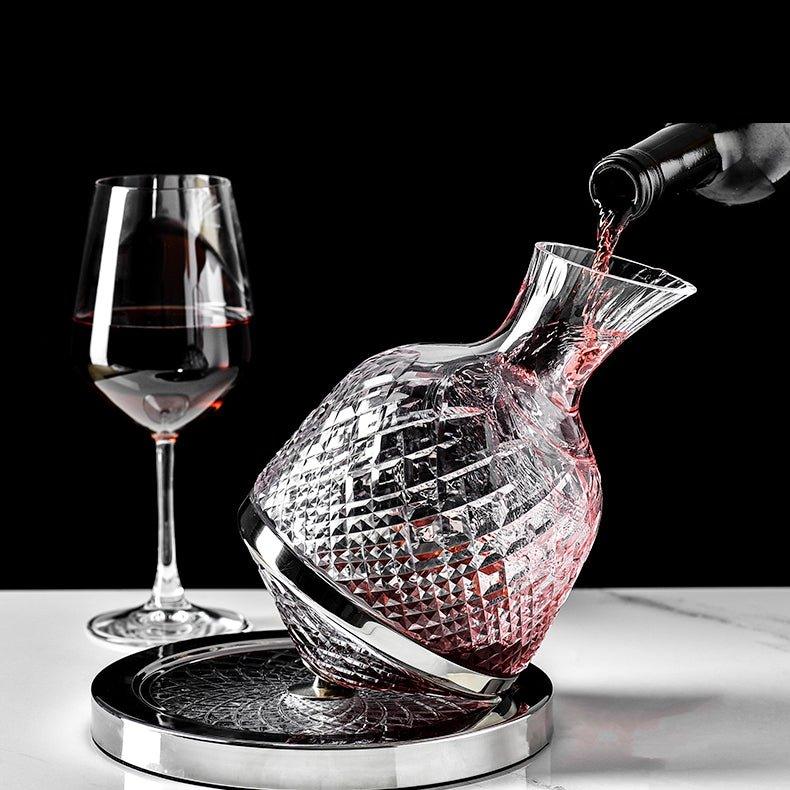 Luxury 360 Crystal Glass Rotating Wine Decanter - BritishElegance