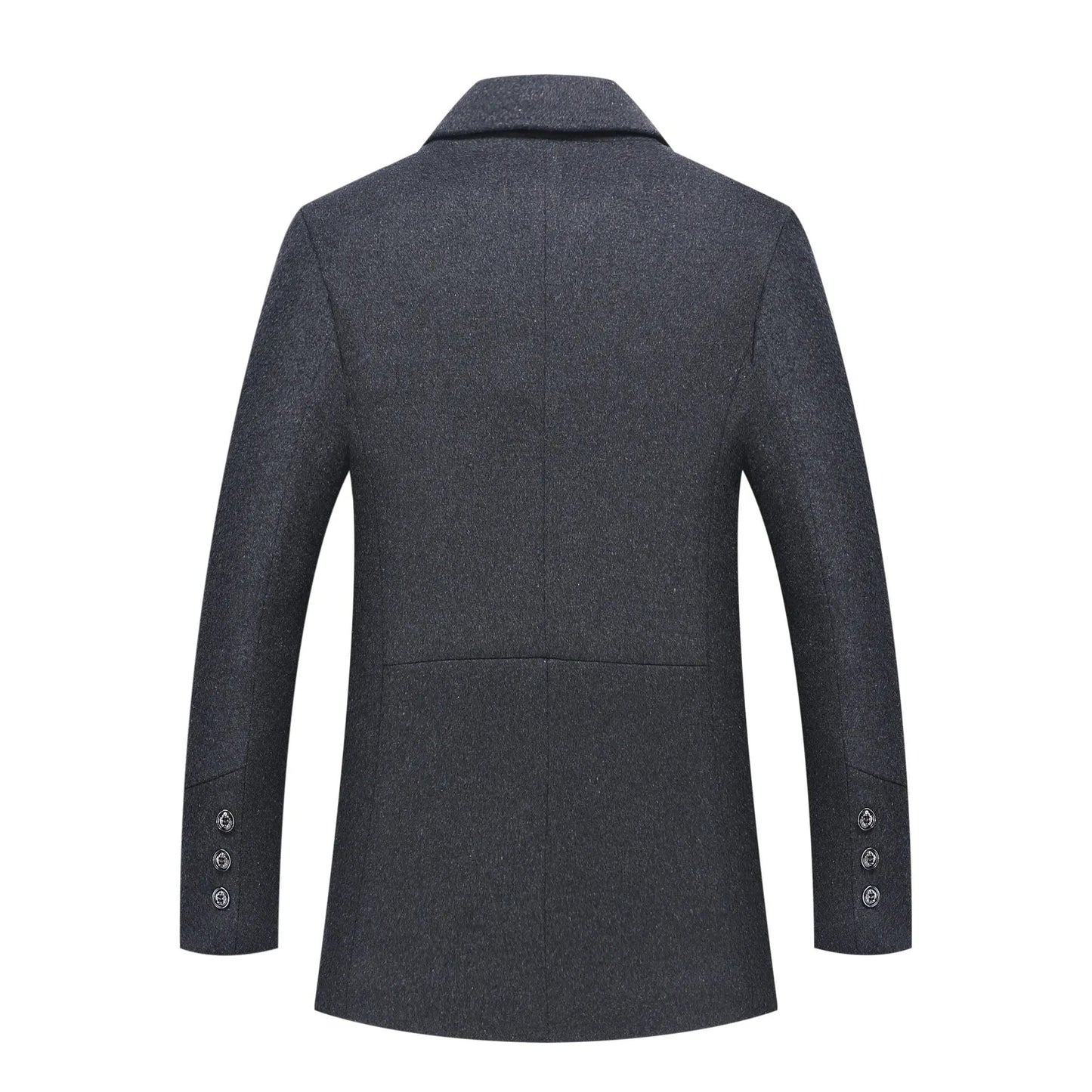 Fleece-Lined Coat with Plaid Collar for Men