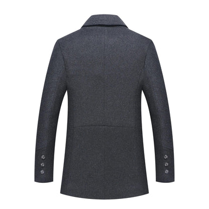 Fleece-Lined Coat with Plaid Collar for Men