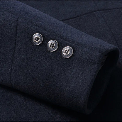 Fleece-Lined Coat with Plaid Collar for Men