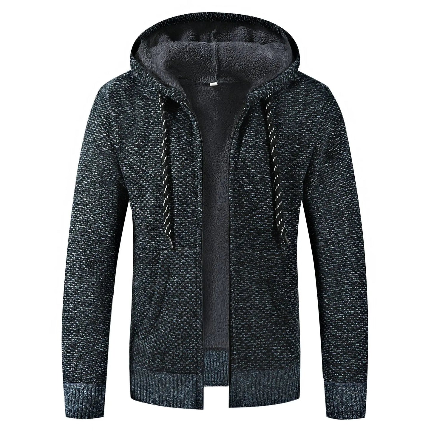 Fleece-Lined Knit Hoodie for Men