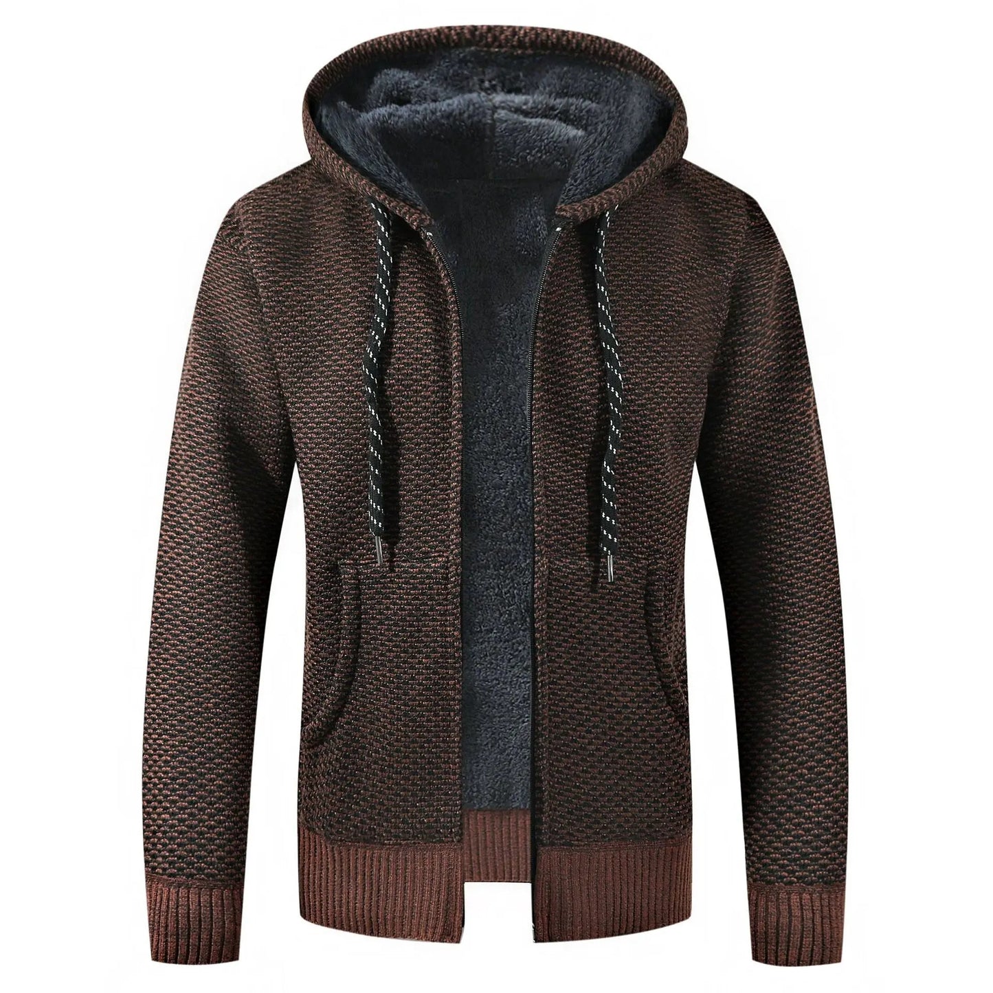Fleece-Lined Knit Hoodie for Men