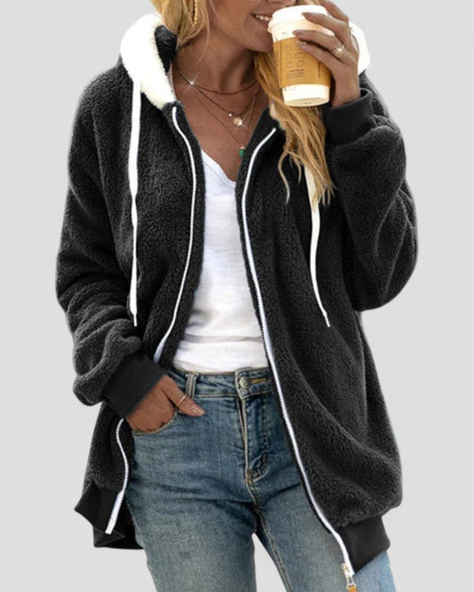 Women’s Faux Plush Hooded Coat