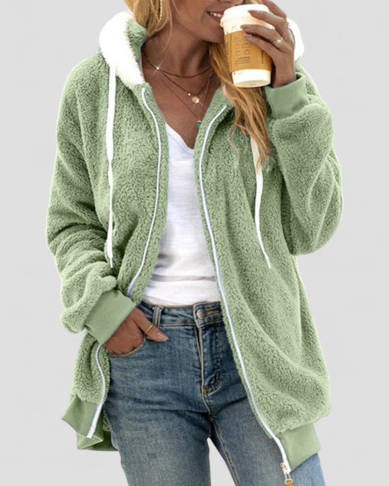 Women’s Faux Plush Hooded Coat