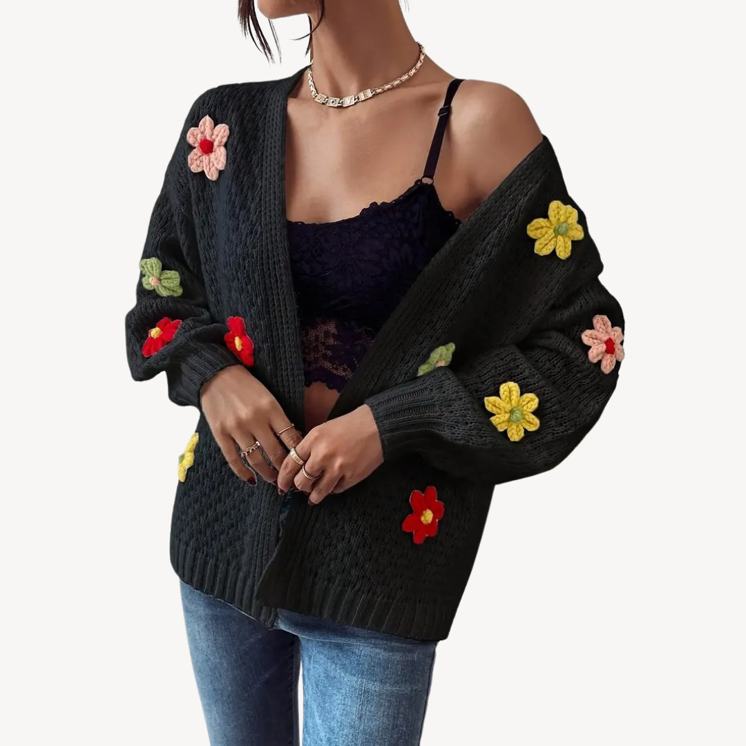 Women’s Floral Knit Button Cardigan