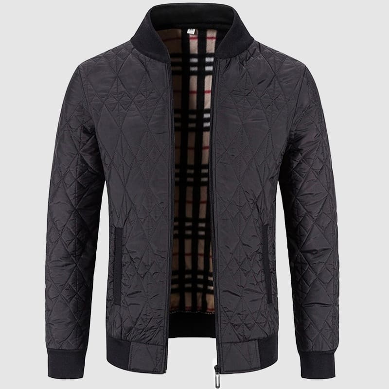 Cevori Ribbed Collar Style Quilted Bomber Jacket