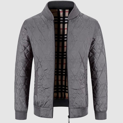 Cevori Ribbed Collar Style Quilted Bomber Jacket
