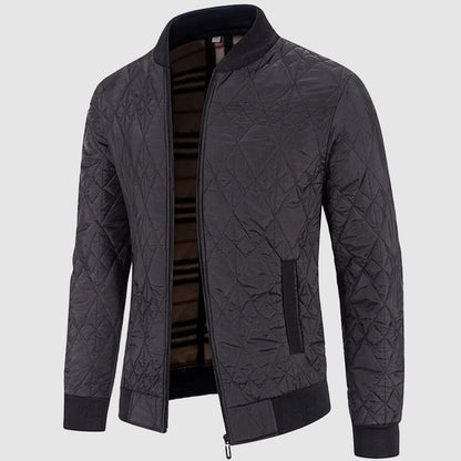 Cevori Ribbed Collar Style Quilted Bomber Jacket