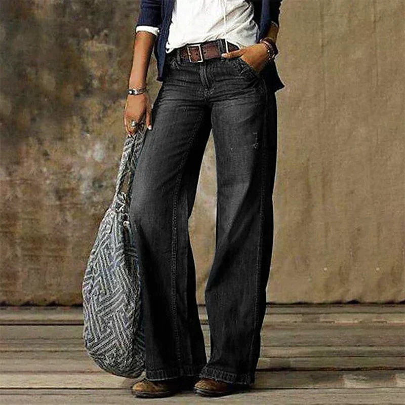 Classic High Waist Loose Fit Grey Jeans