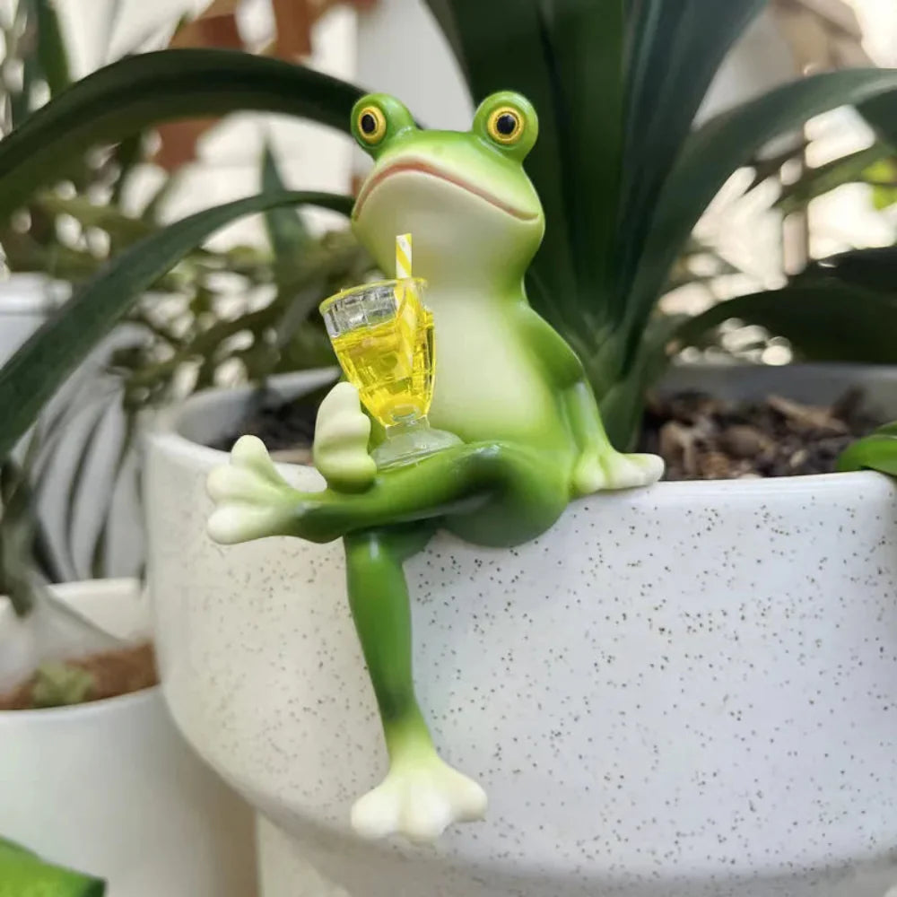 Colorful Frog Figurine Wine Glass Marker Charm