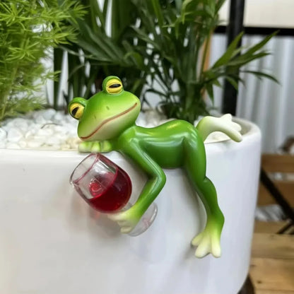 Colorful Frog Figurine Wine Glass Marker Charm