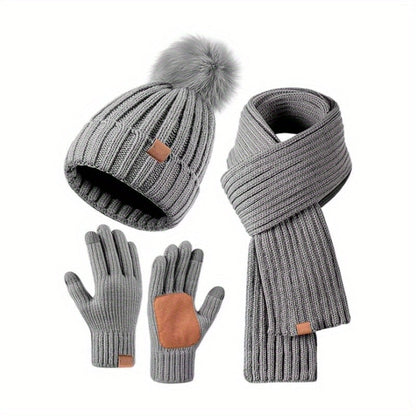 FrostAura | Stylish Cozy 3-in-1 Winter Accessories Set with Hat, Scarf, Gloves