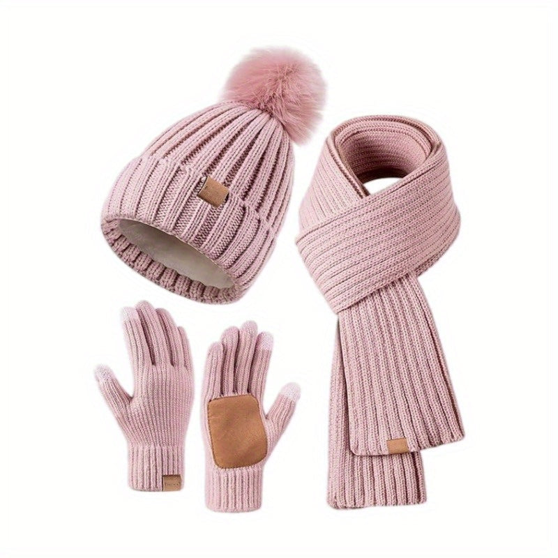 FrostAura | Stylish Cozy 3-in-1 Winter Accessories Set with Hat, Scarf, Gloves