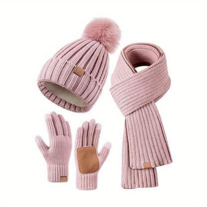 FrostAura | Stylish Cozy 3-in-1 Winter Accessories Set with Hat, Scarf, Gloves