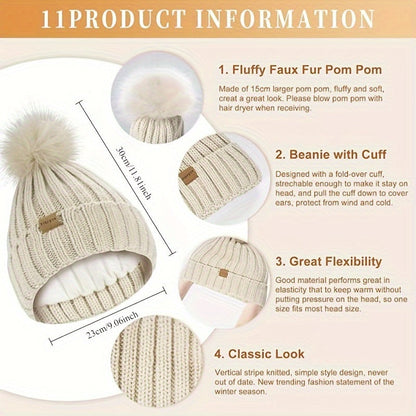 FrostAura | Stylish Cozy 3-in-1 Winter Accessories Set with Hat, Scarf, Gloves