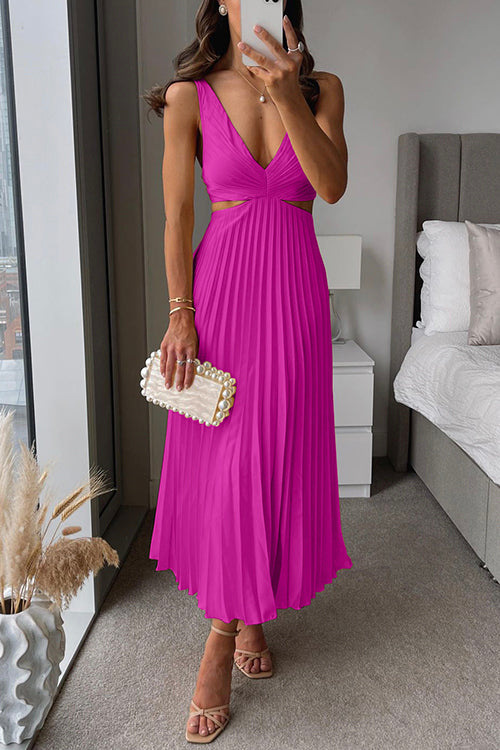 Floral V-Neck Flowy A-Line Dress for Ladies