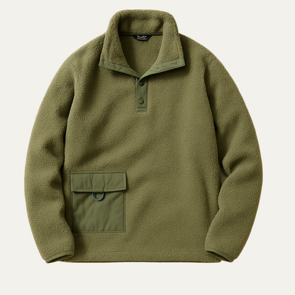Men’s Fleece Snap Pullover with Utility Chest Pocket