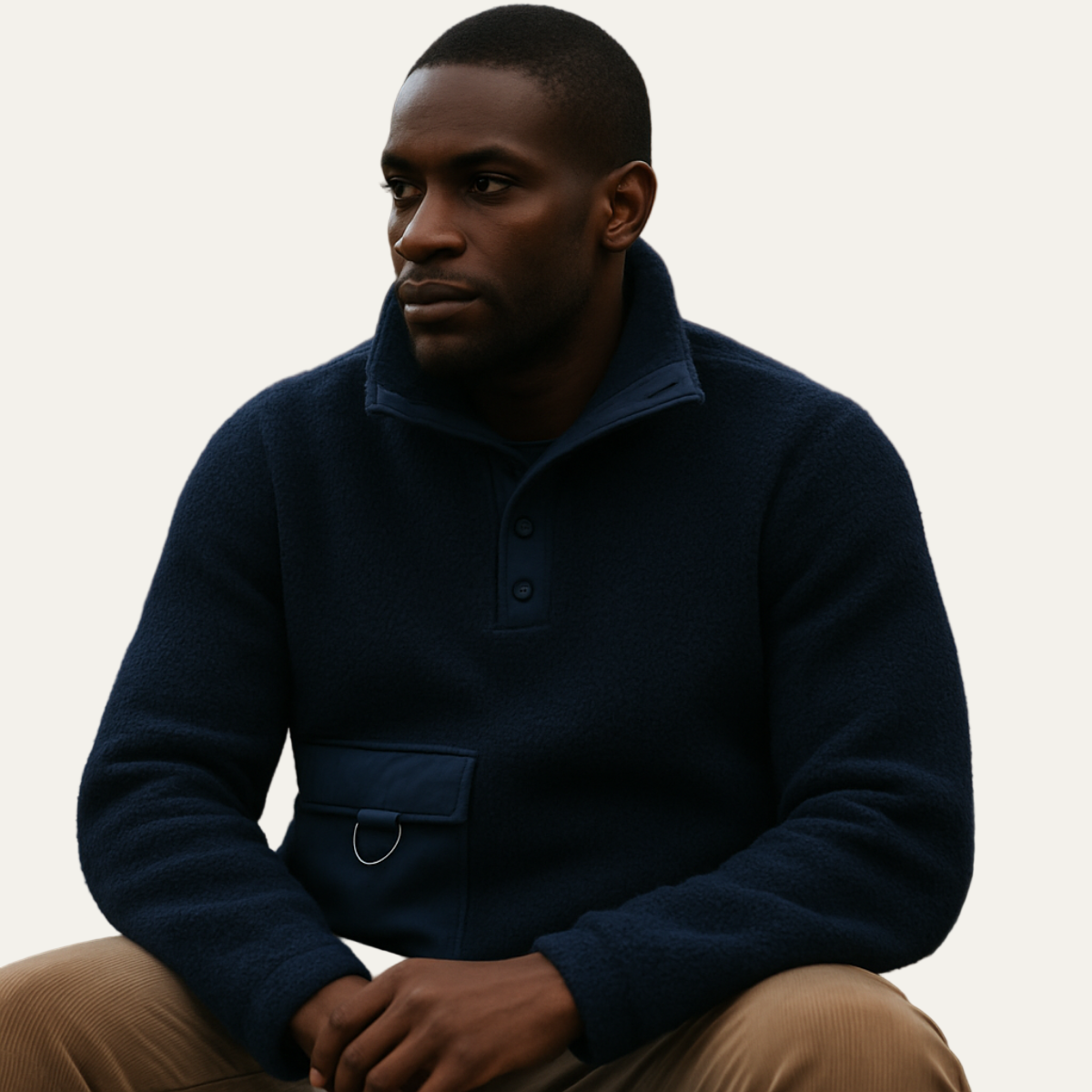 Men’s Fleece Snap Pullover with Utility Chest Pocket