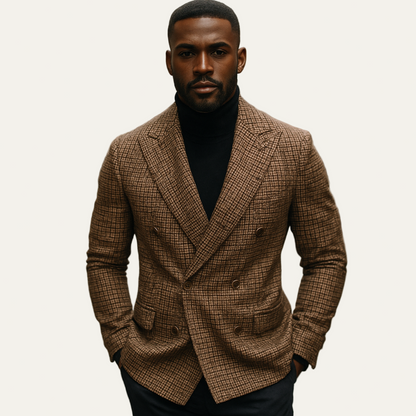 Men’s Double Breasted Tailored Patterned Blazer